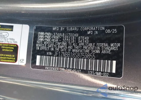 2025 Toyota Gr86 from USA, damaged, VIN JF1ZNBB18S8759855